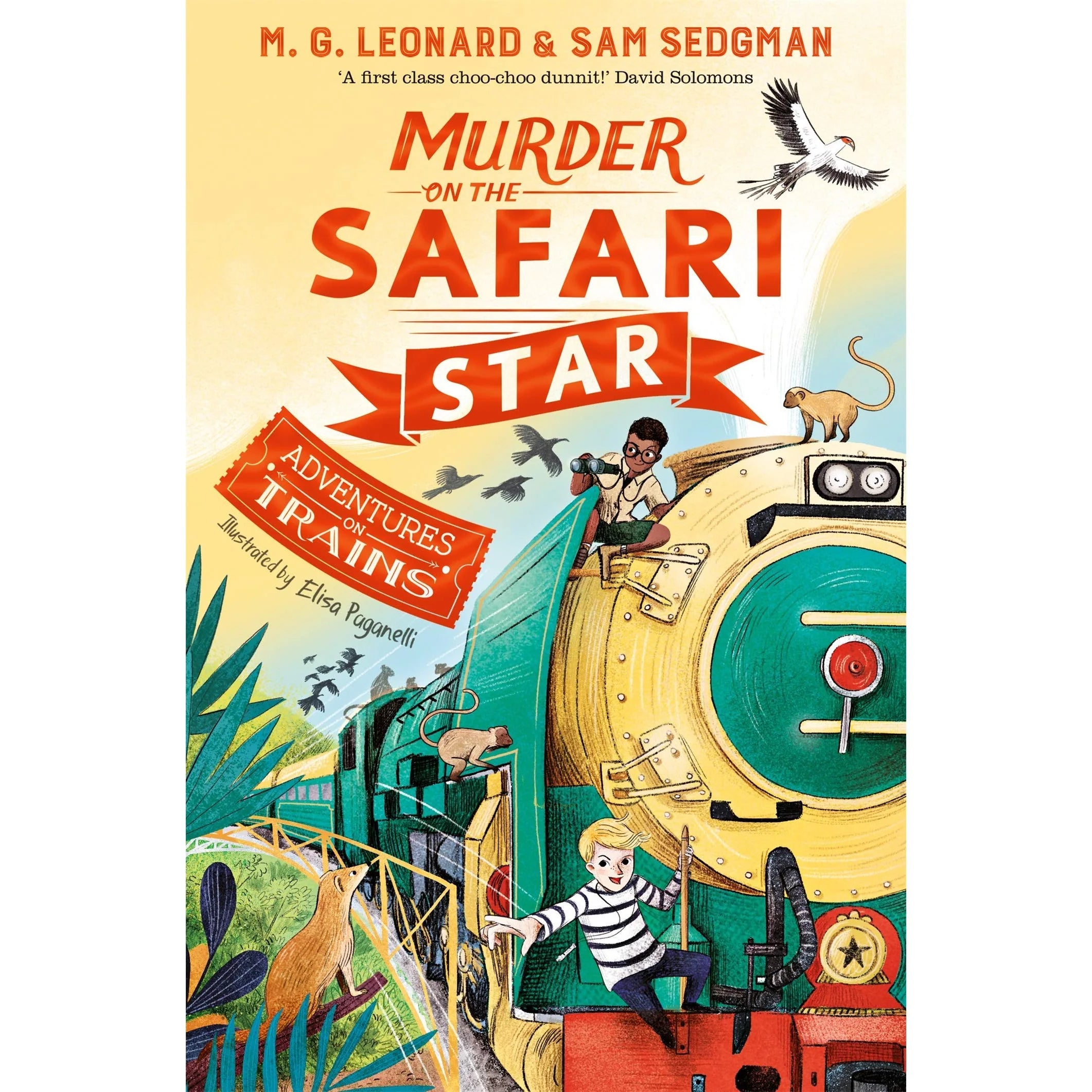 The Highland Falcon Thief paperback cover - Adventures on Trains series by M.G. Leonard and Sam Sedgman
