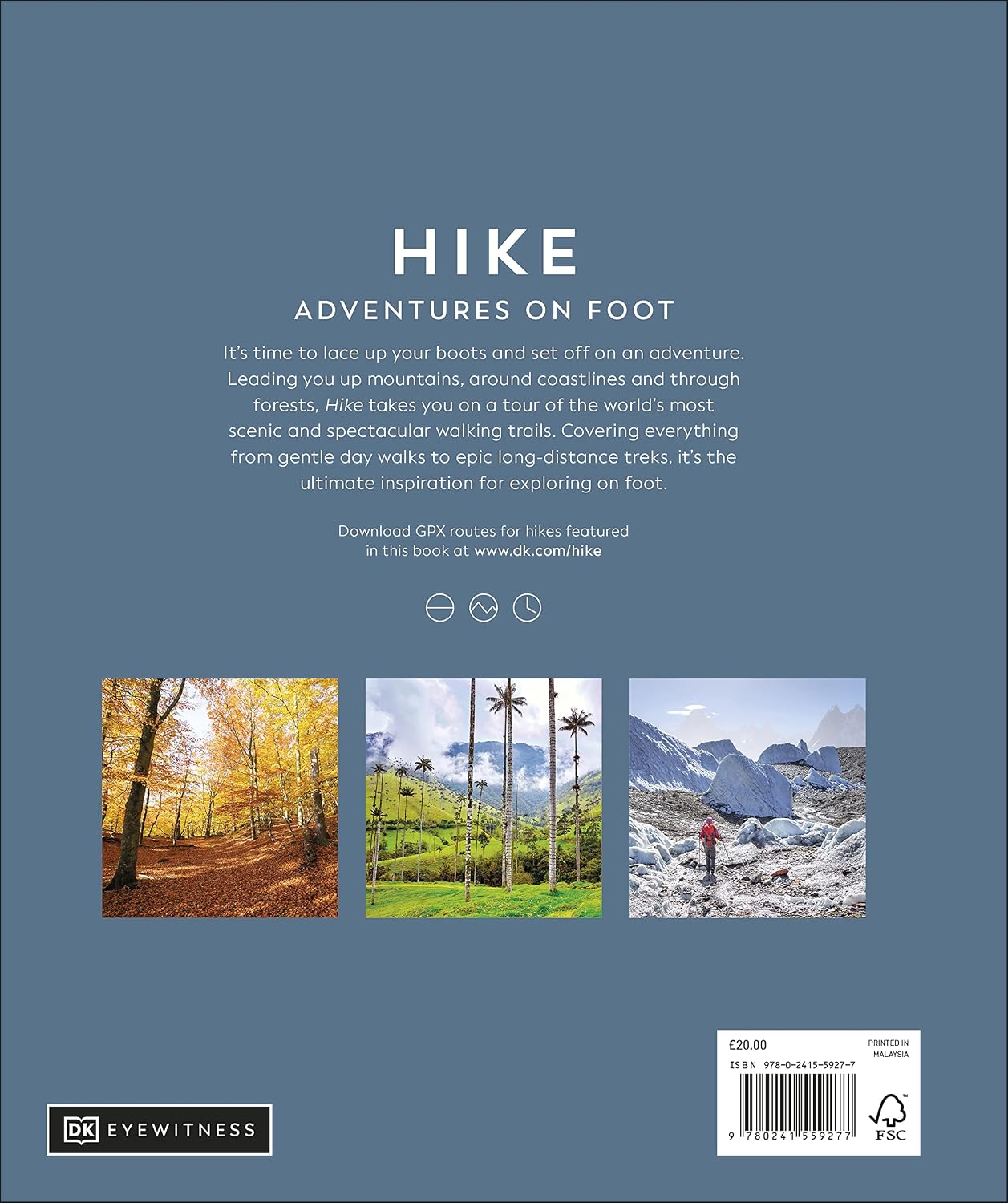 Inside pages of Hike: Adventures on Foot showing maps, photography and trail details