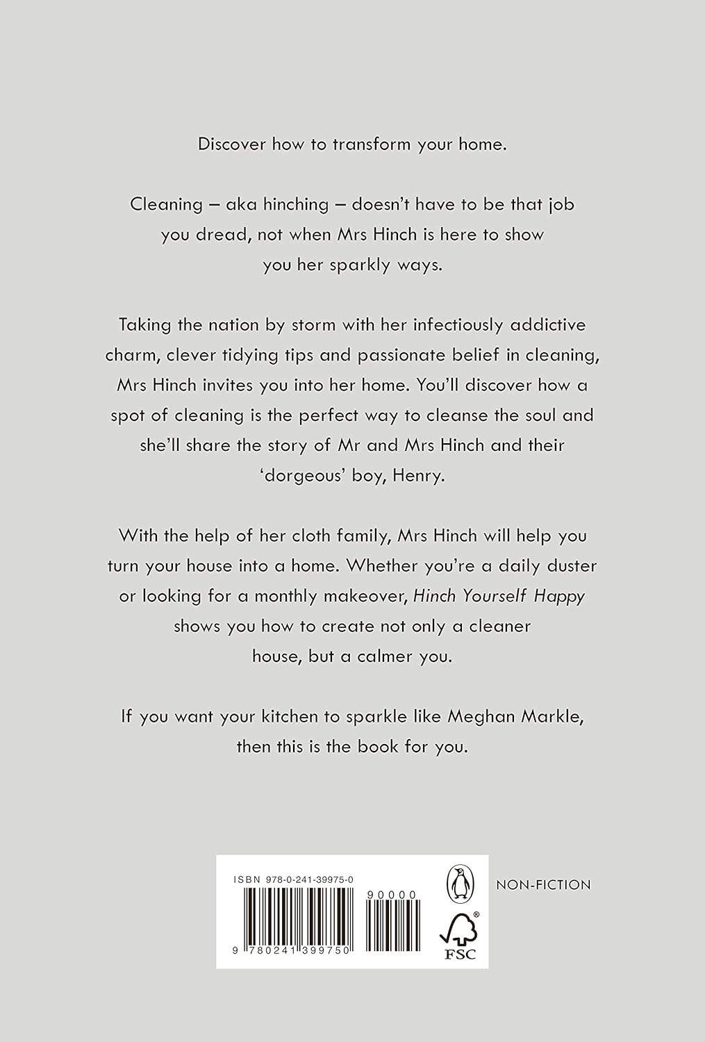 Hinch Yourself Happy by Mrs Hinch - hardback book back cover with reviews