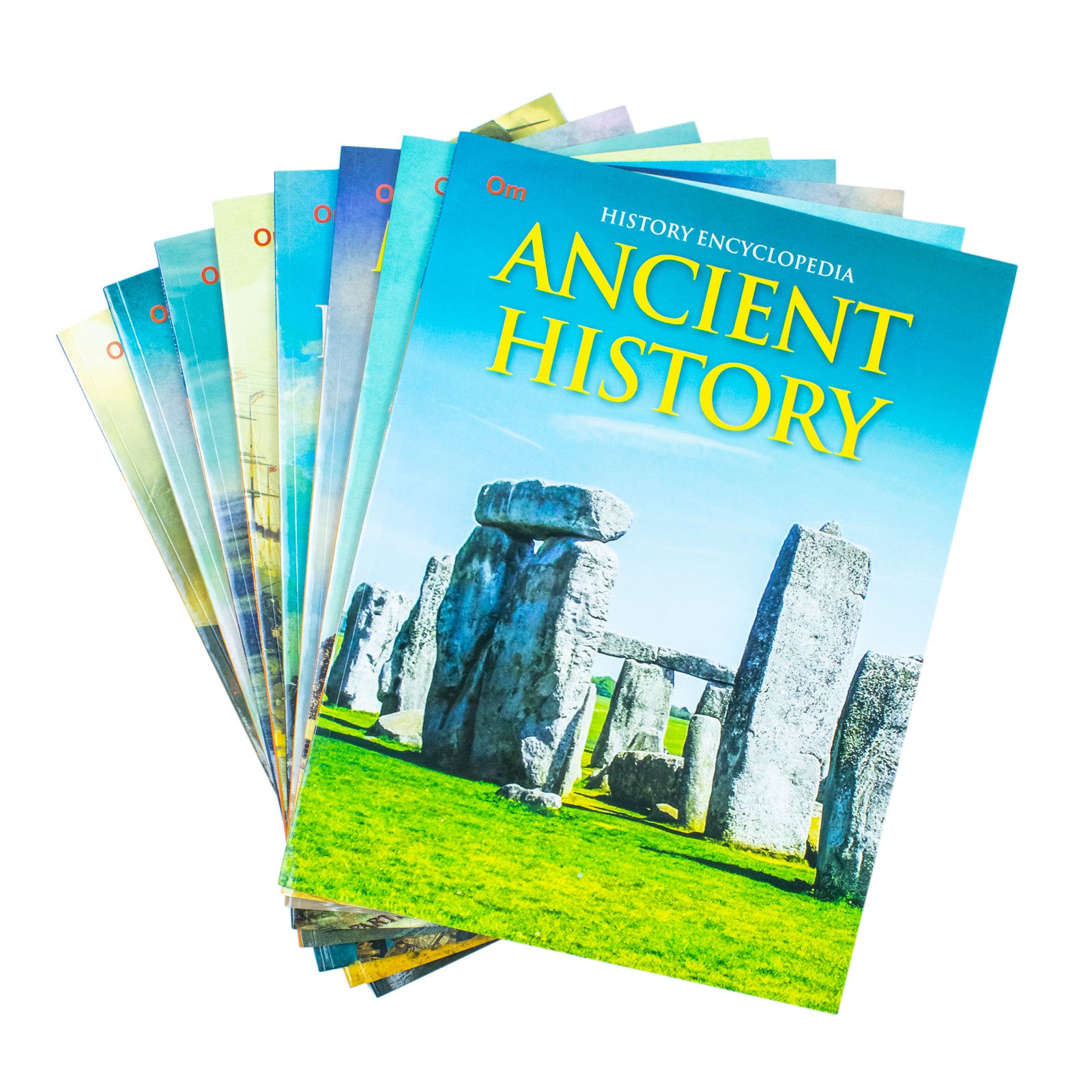 History Encyclopedia 8 book set spines showing all titles including World War II and India's Freedom Struggle
