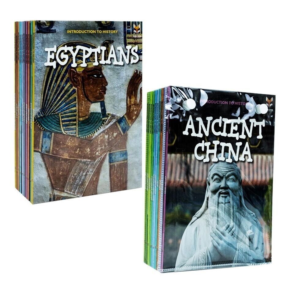 History for Beginners Series 1 & 2 book set showing titles including Romans, Vikings, Egyptians and World War II
