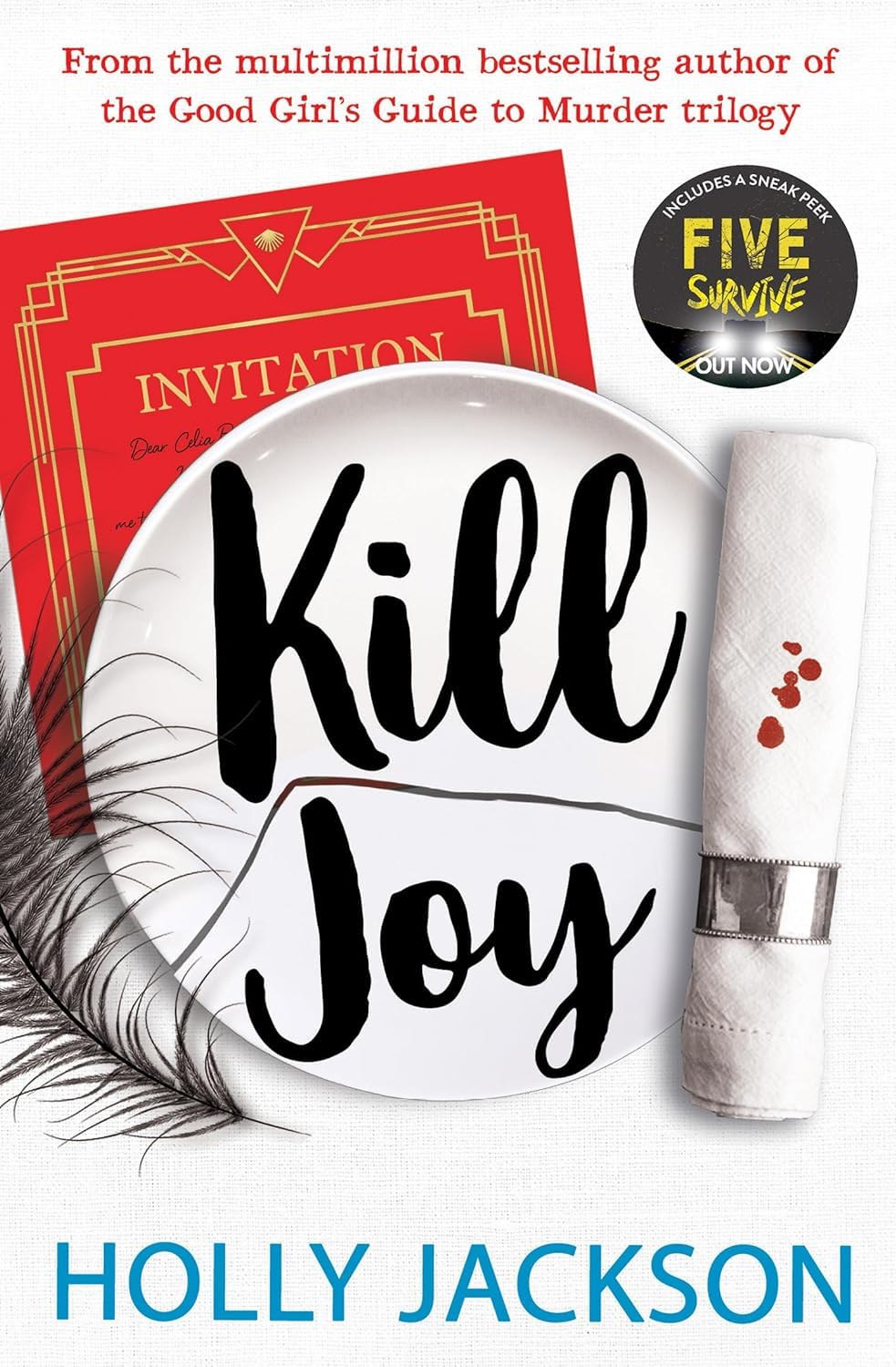 Holly Jackson YA thriller paperback set featuring Five Survive, Kill Joy and The Reappearance of Rachel Price