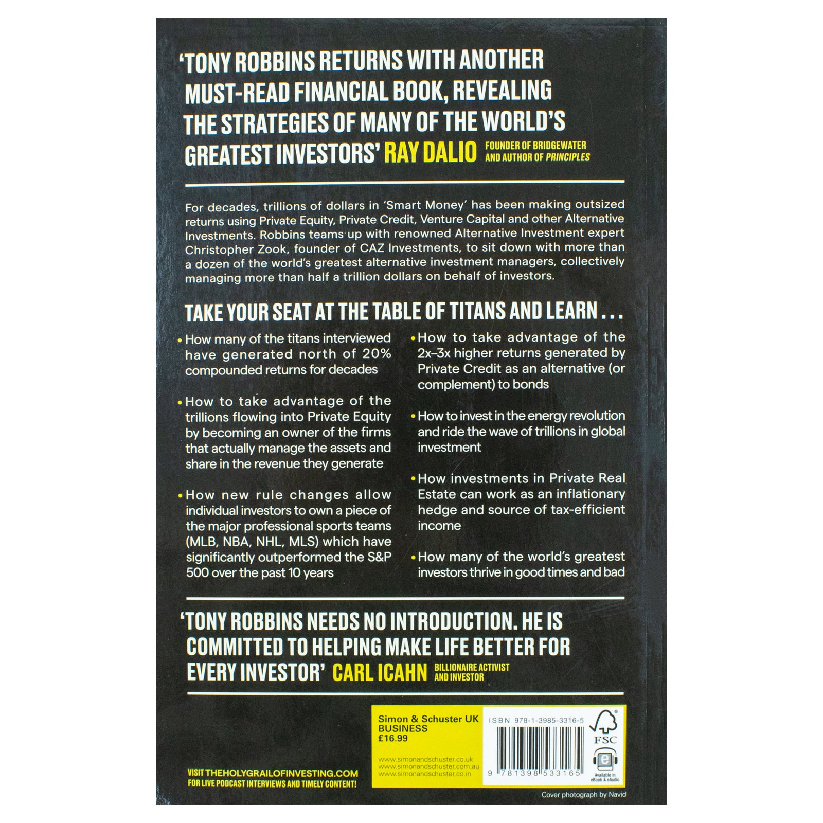 The Holy Grail of Investing by Tony Robbins - paperback spine and cover detail