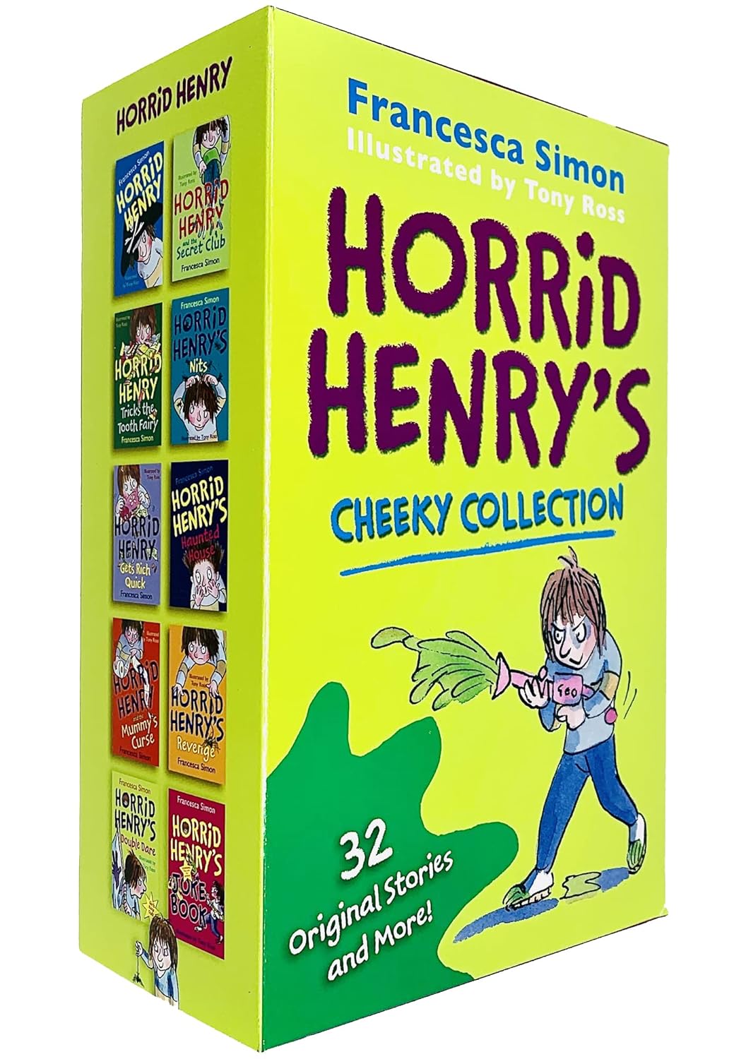Horrid Henry's Cheeky Collection box set cover showing all 10 paperback books by Francesca Simon