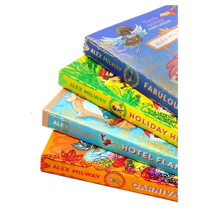 Hotel Flamingo 4 Book Collection Set by Alex Milway - back cover, paperback ages 5-8