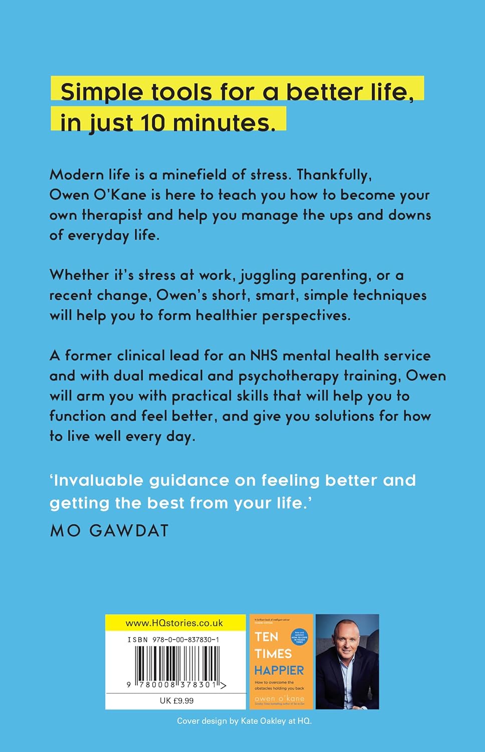 How to Be Your Own Therapist by Owen O’Kane - Non Fiction Self-Help Paperback back cover with reviews