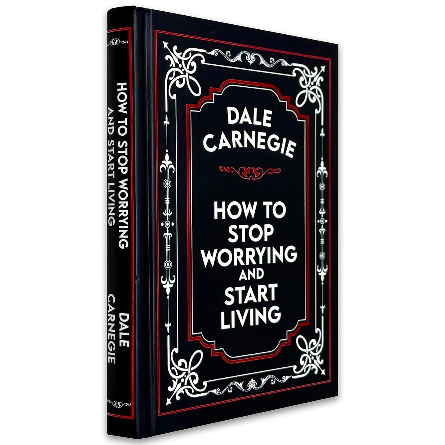 Spine view of Dale Carnegie How to Stop Worrying and Start Living hardback book