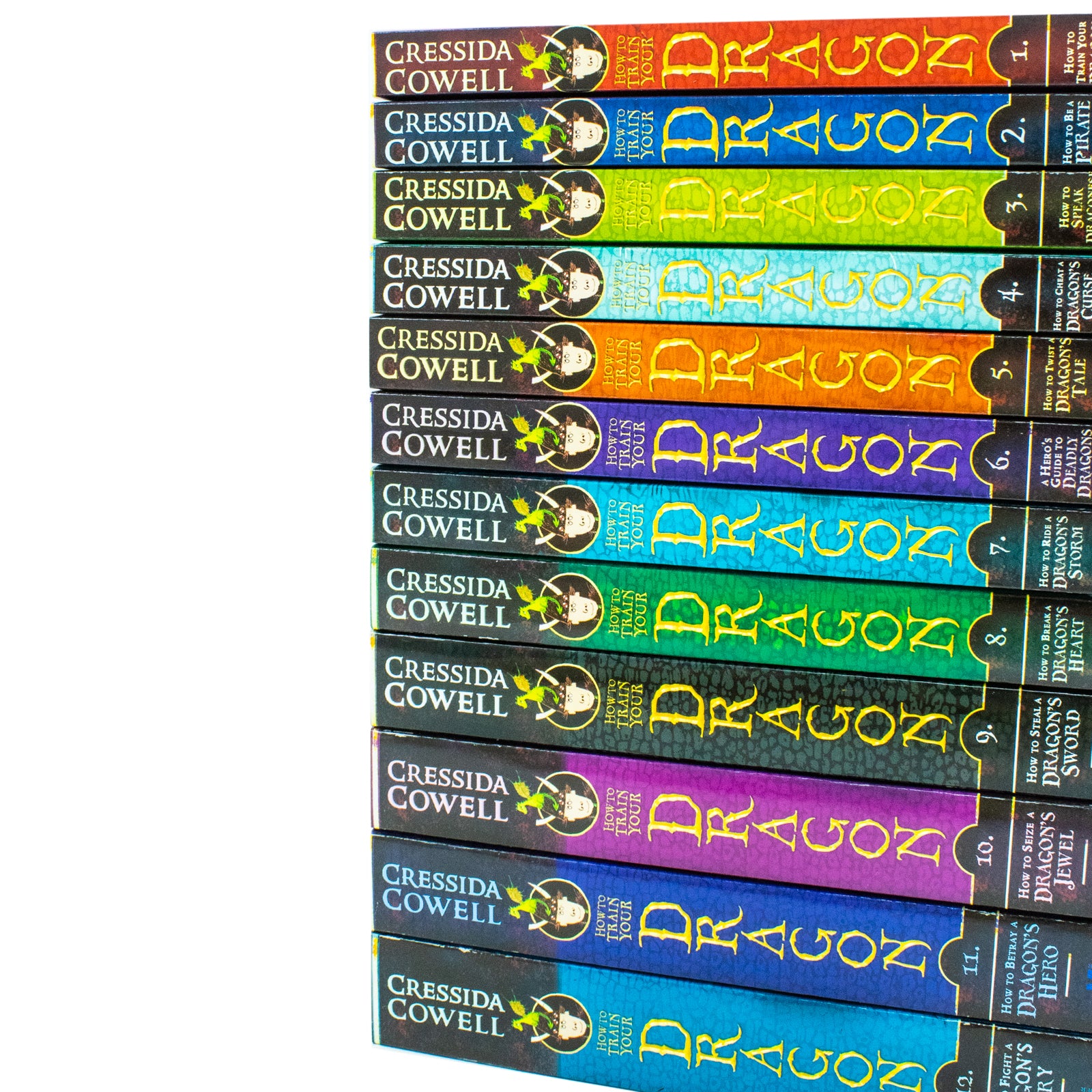 How to Train Your Dragon 12 Books Collection Set by Cressida Cowell - stacked paperback book collection
