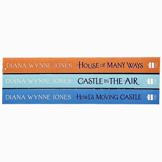 Howl's Moving Castle, Castle in the Air and House of Many Ways paperback covers - Diana Wynne Jones fantasy trilogy
