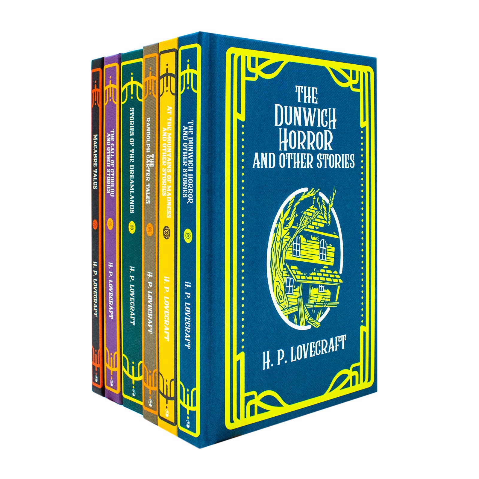 H.P. Lovecraft 6 Book Hardback Collection Set - close up of hardback spines showing all six titles