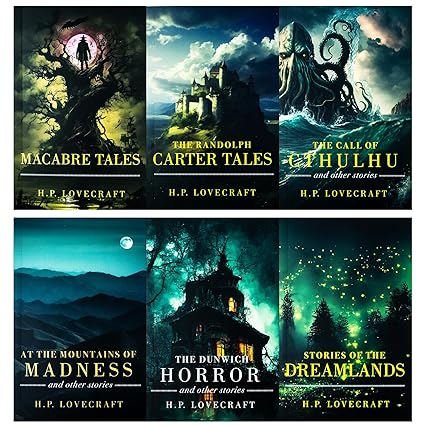 H. P Lovecraft 6 Books Collection Set paperback back cover detail - classic cosmic horror fiction gift set
