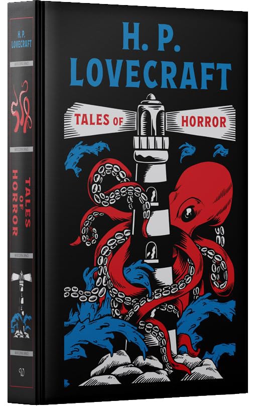 H.P. Lovecraft Tales Of Horror leather bound book spine detail - gilded classic fiction edition