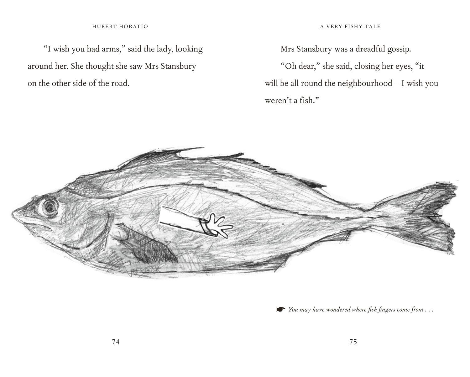 Sample illustrated spread from Hubert Horatio: A Very Fishy Tale by Lauren Child paperback