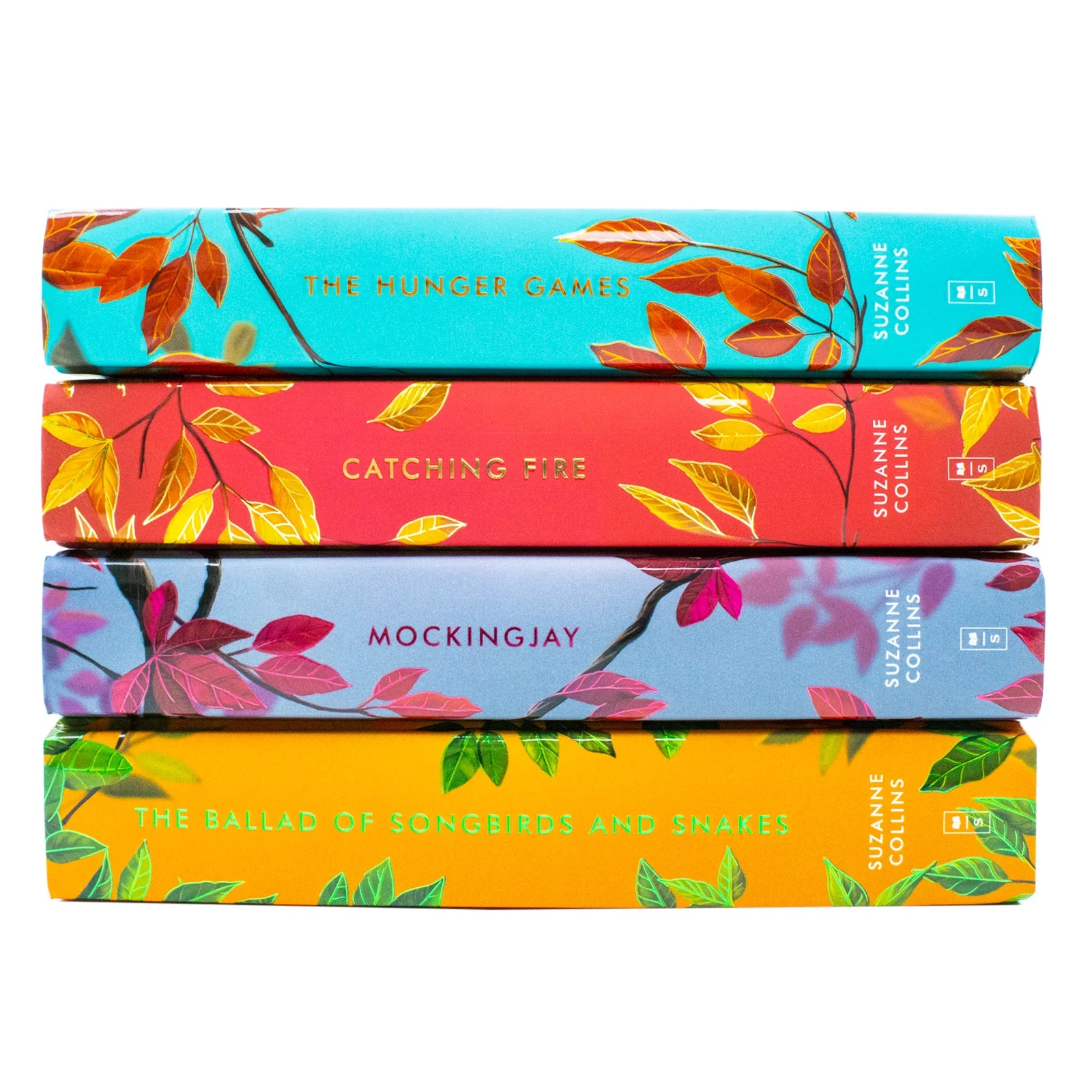 The Hunger Games Deluxe Collection 4 book set spines - Suzanne Collins Young Adult dystopian series