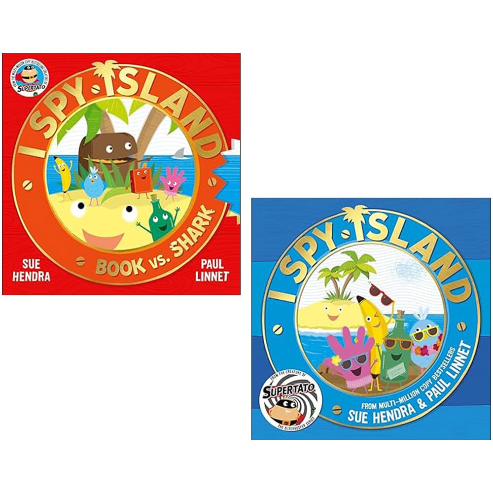 I Spy Island 2 Books Collection Set by Sue Hendra & Paul Linnet - I Spy Island and Book vs. Shark paperback picture books for ages 4-8