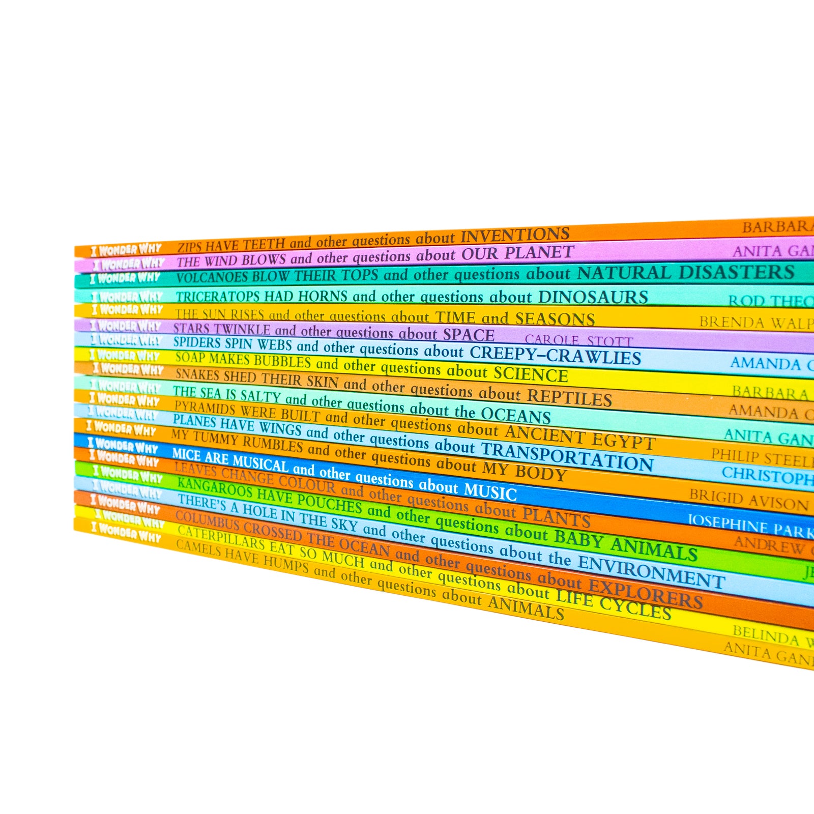 I Wonder Why 20 books collection set arranged to show back covers and ISBN details