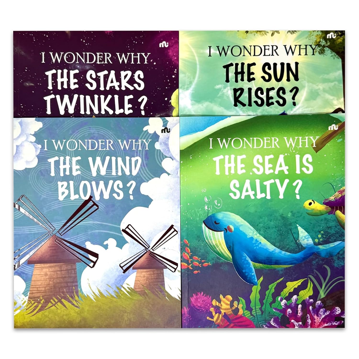 I Wonder Why 4 Books Collection Set back cover showing all four paperback titles for children ages 5-8