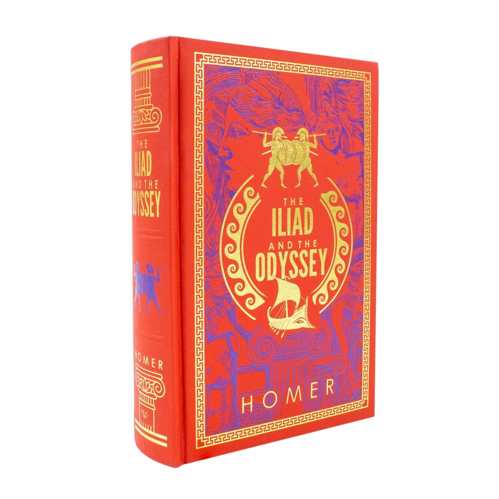 The Iliad and The Odyssey by Homer - deluxe leather bound edition, front cover detail
