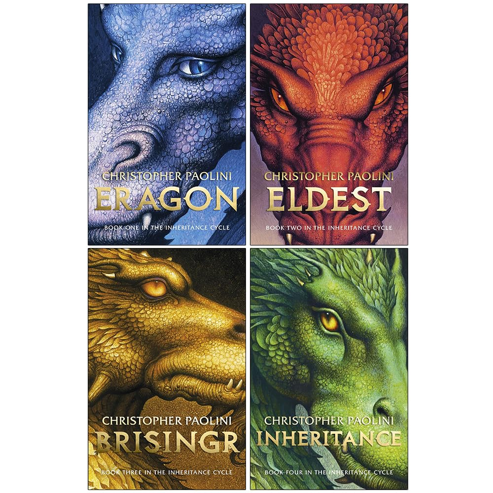 The Inheritance Cycle 4 Book Set Paperback Edition by Christopher Paolini - Includes Eragon, Eldest, Brisingr and Inheritance