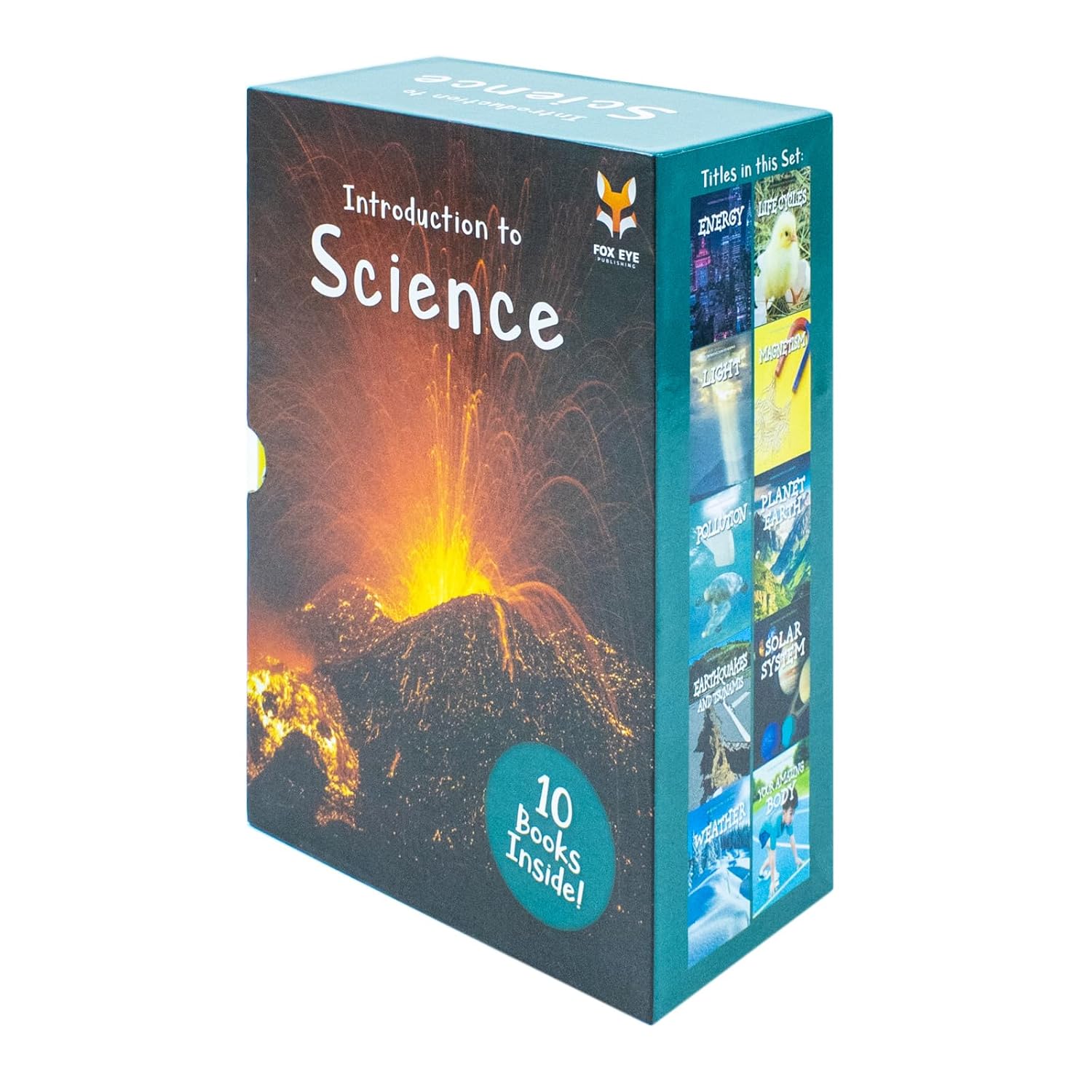 Jasmine Brooke Introduction to Science for Beginners hardback set - front covers including Energy and Solar System