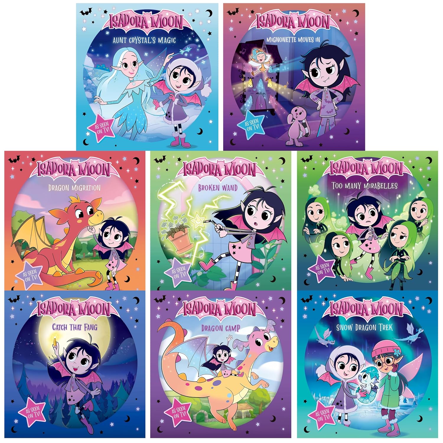 Isadora Moon TV Tie In Range 8 Books Collection Set - Catch that Fang, Broken Wand and more paperback covers