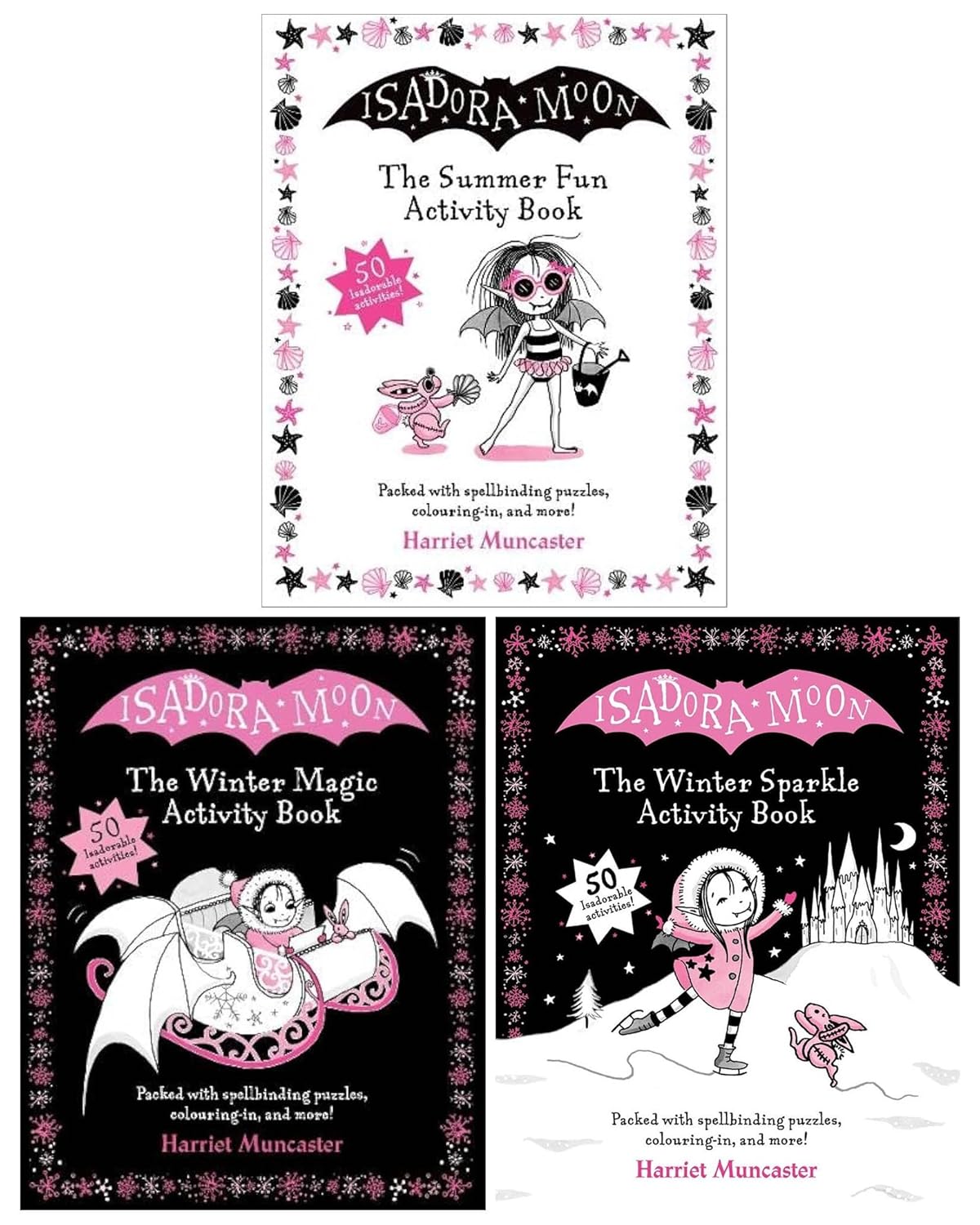 Isadora Moon Winter Magic, Winter Sparkle & Summer Fun 3 Books Activity Set by Harriet Muncaster - Paperback - Ages 5-7