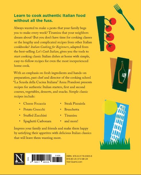 Italian Cooking for Beginners by Anna Prandoni - paperback cookbook back cover