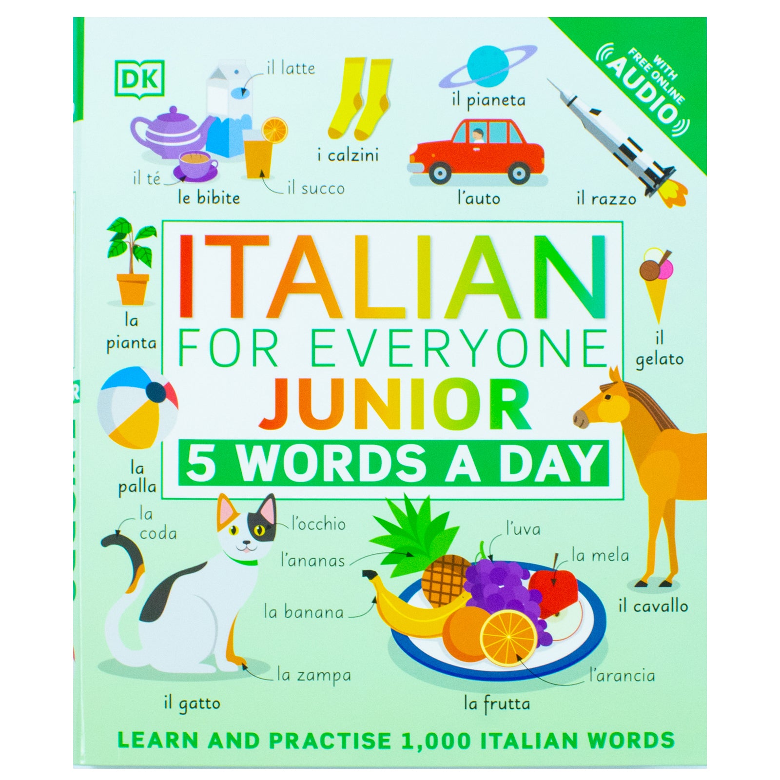 Italian for Everyone Junior 5 Words a Day by DK - inside pages showing five words a day Italian learning activities for children