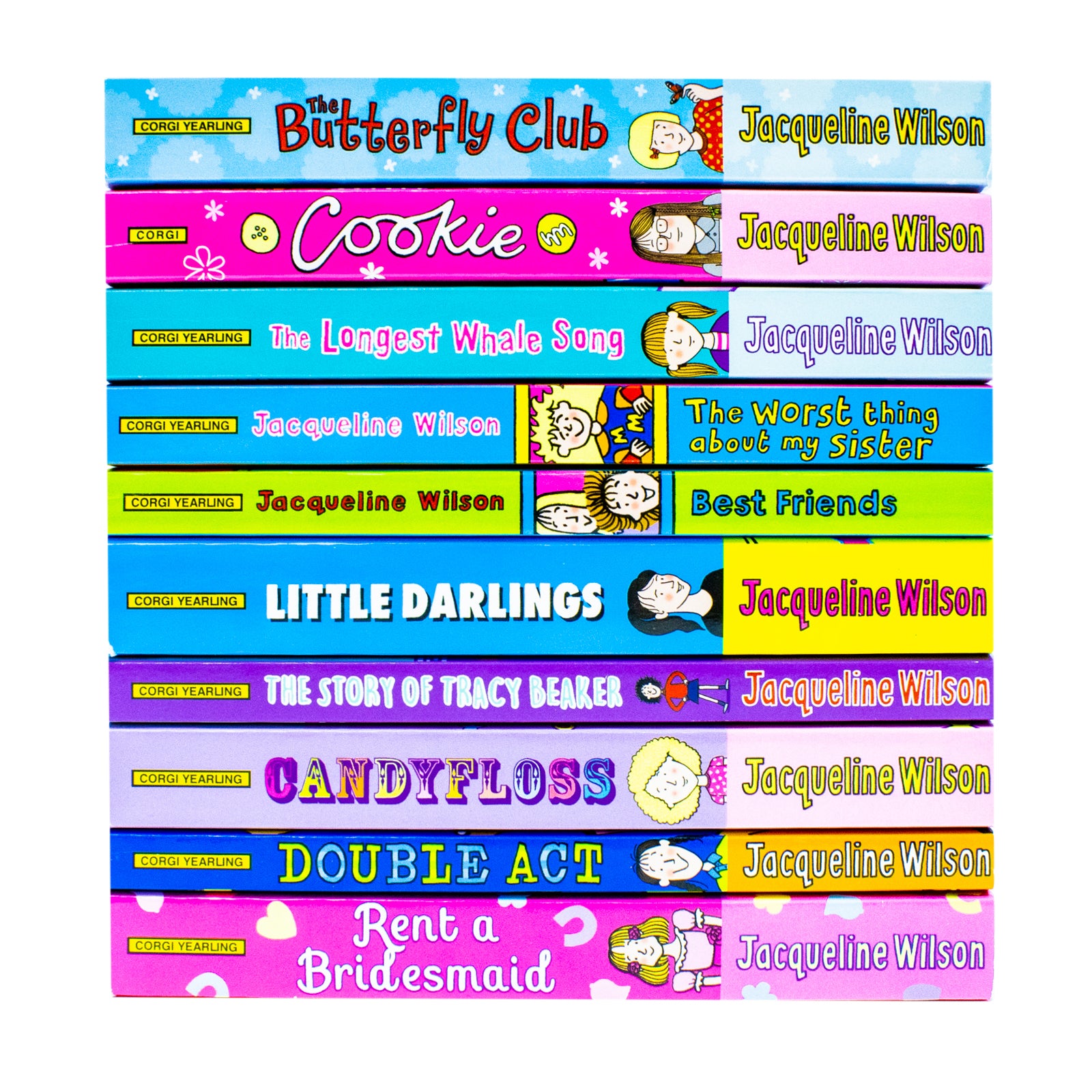 Jacqueline Wilson 10 Books Collection Set paperback detail image of book covers for ages 9-12