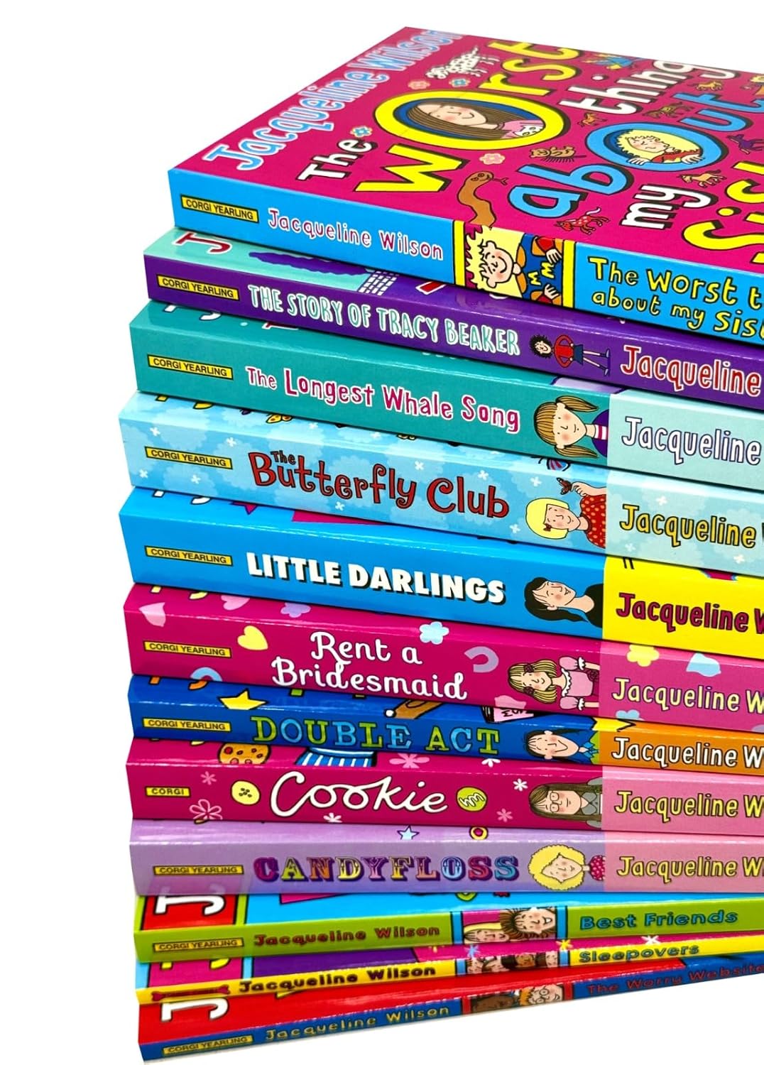 Jacqueline Wilson 12 Books Collection Set - full paperback book set stacked - Ages 9-12 gift set