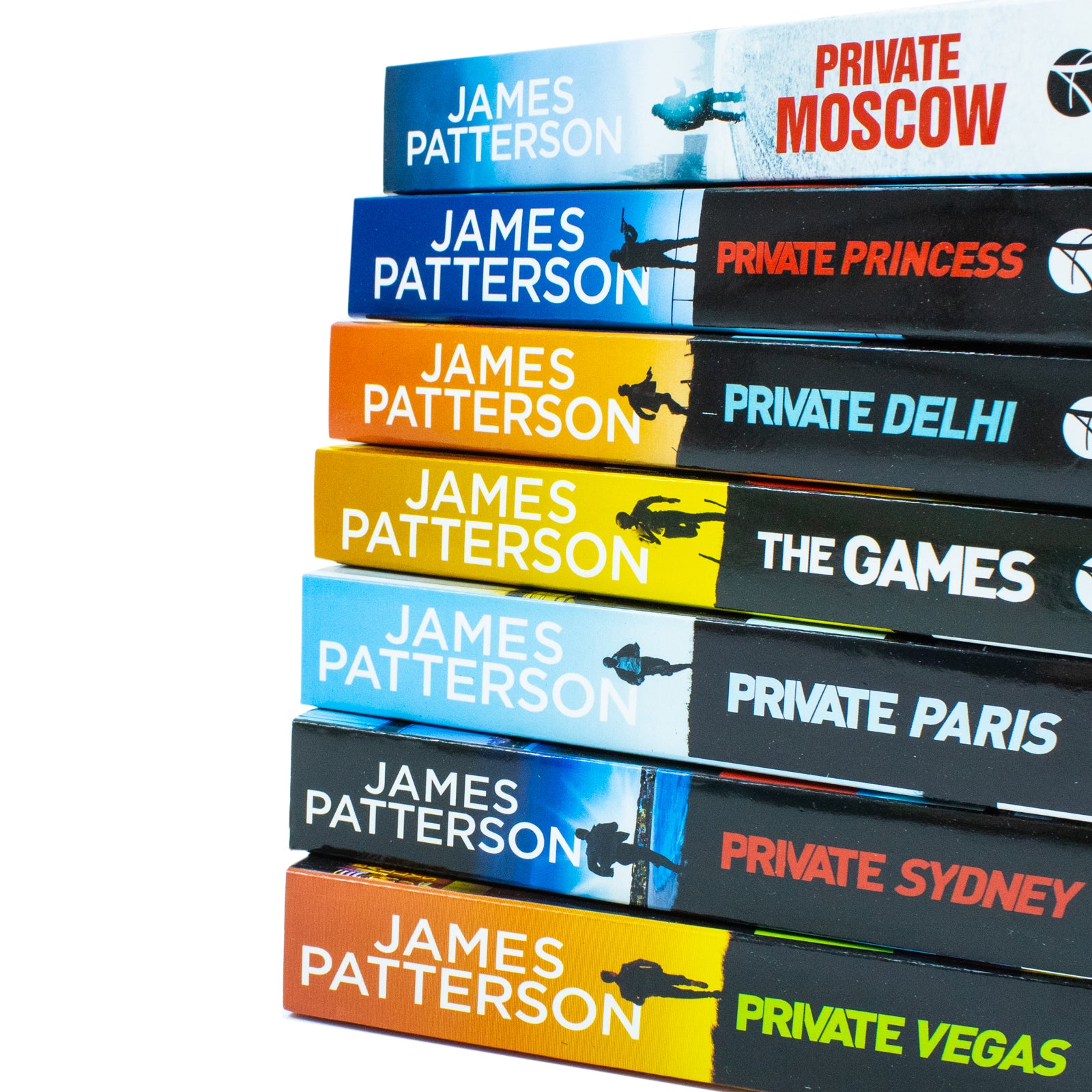 James Patterson Private Series Books 9-15 Collection Set - stacked paperback thriller books