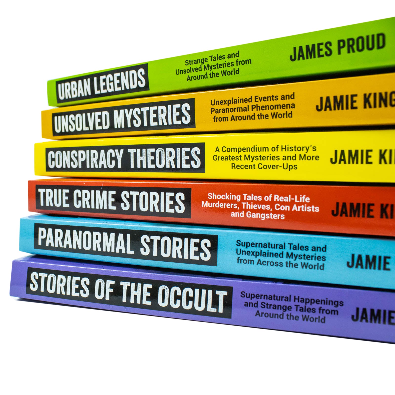 Jamie King 6 book paperback collection covers including Unsolved Mysteries, Stories of the Occult and Conspiracy Theories