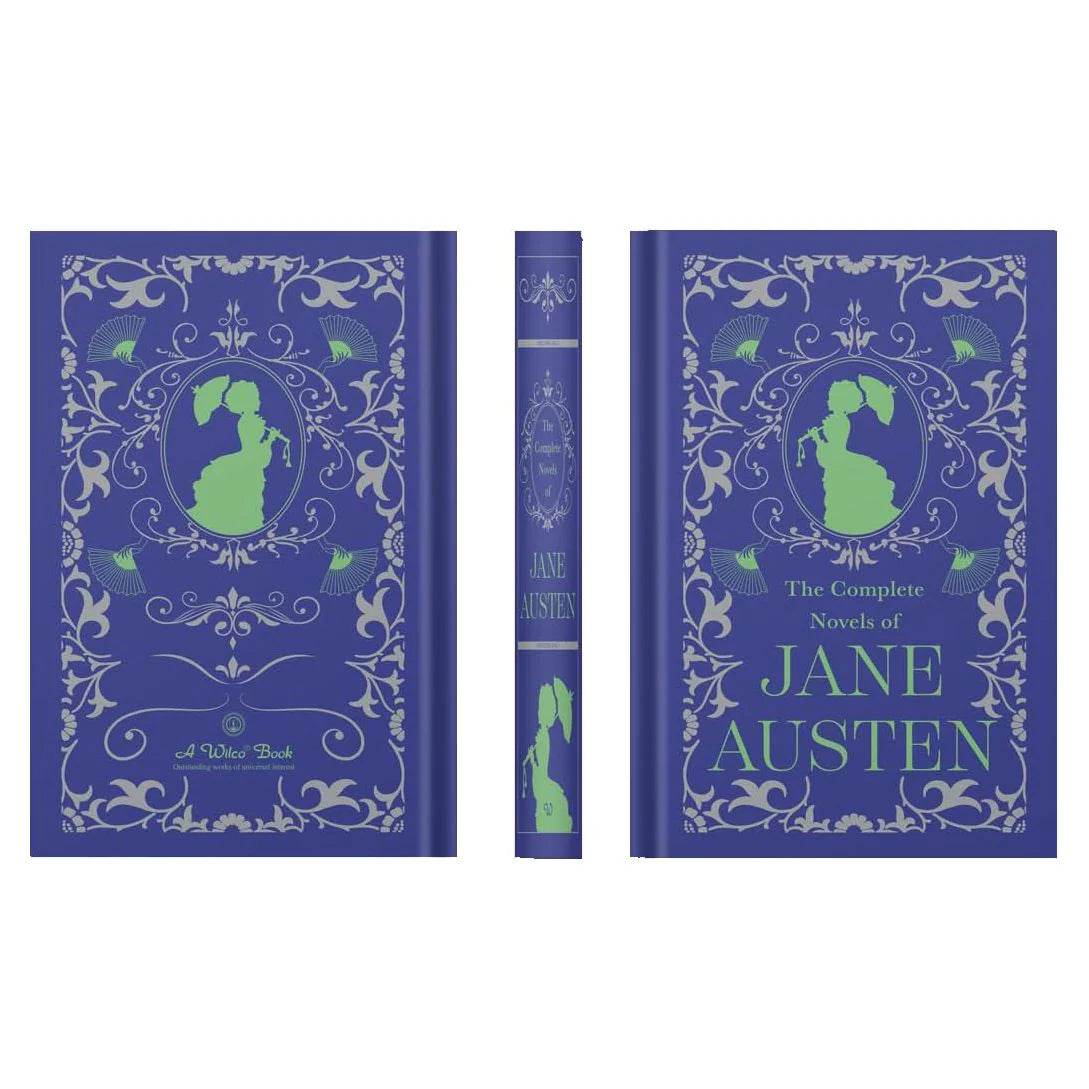 The Complete Novels of Jane Austen leather bound book set showing spine and cover detail