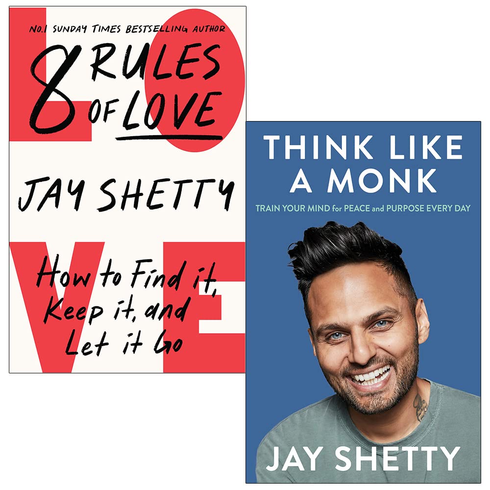 Jay Shetty 2 Book Set - 8 Rules of Love and Think Like a Monk - self-help book collection