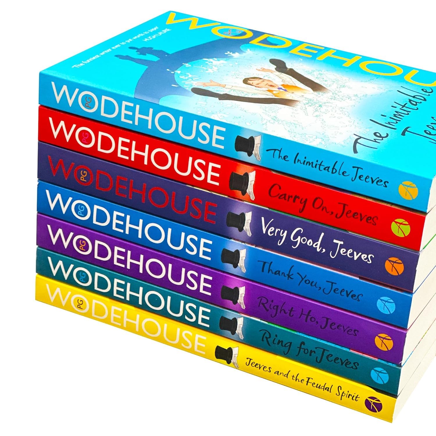 Jeeves and Wooster Series by P.G. Wodehouse 7 Book Paperback Collection Set showing all seven titles