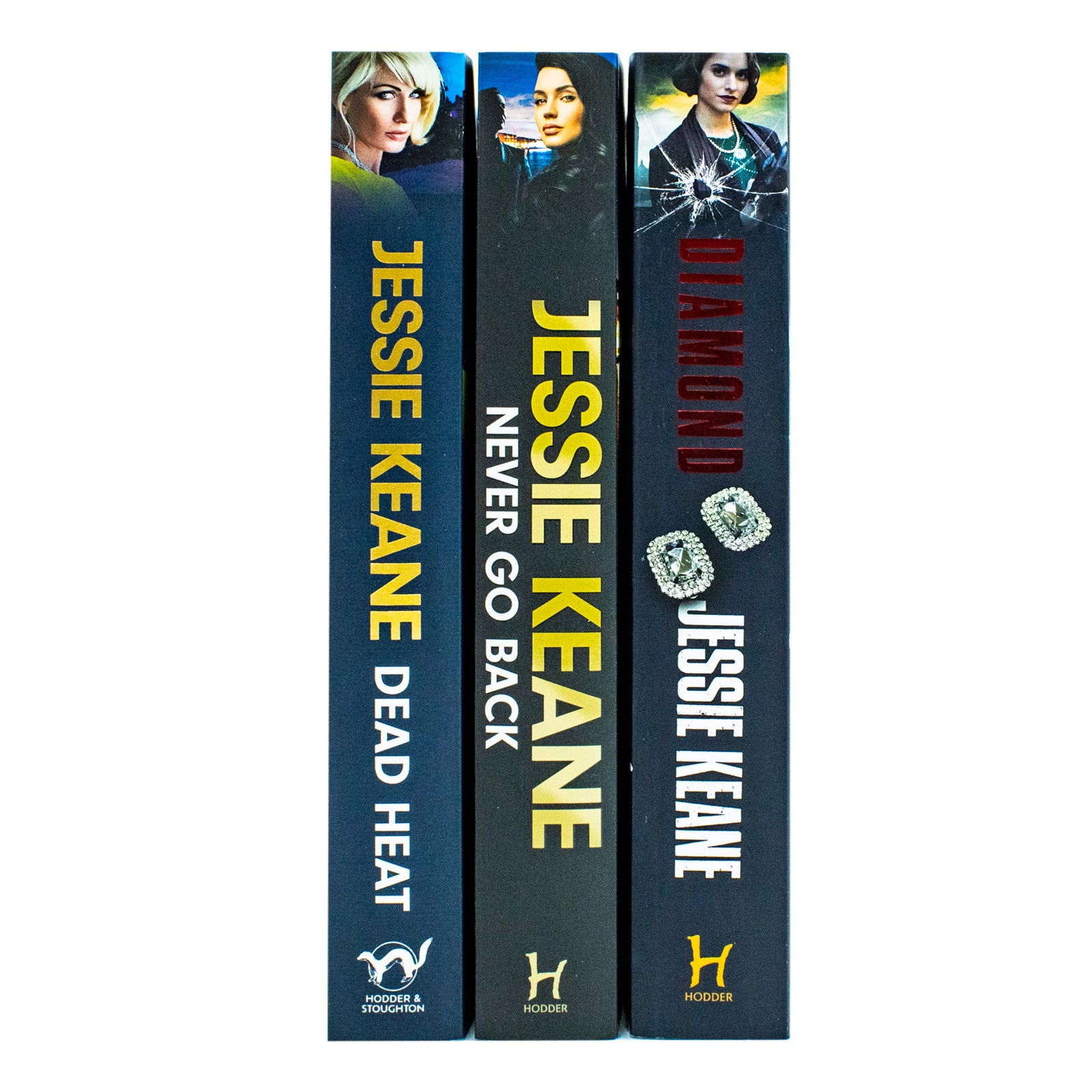 Jessie Keane crime fiction paperback set - Never Go Back, Dead Heat, Diamond covers