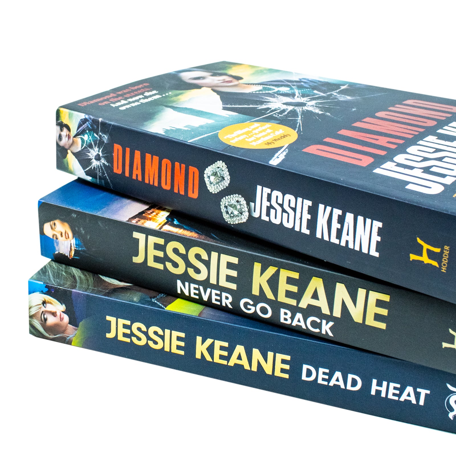 Jessie Keane Never Go Back, Dead Heat and Diamond paperback books back covers