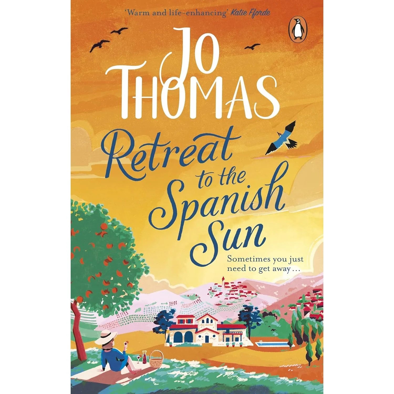 Retreat to the Spanish Sun by Jo Thomas - Paperback book cover, feel-good family fiction