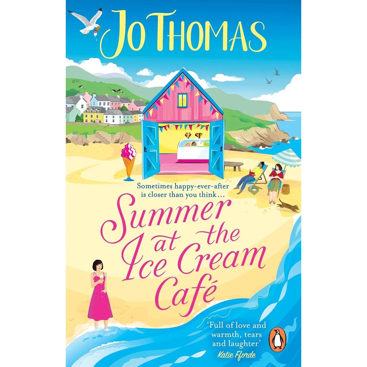 Summer at the Ice Cream Café by Jo Thomas - Paperback book cover, Pembrokeshire seaside romance