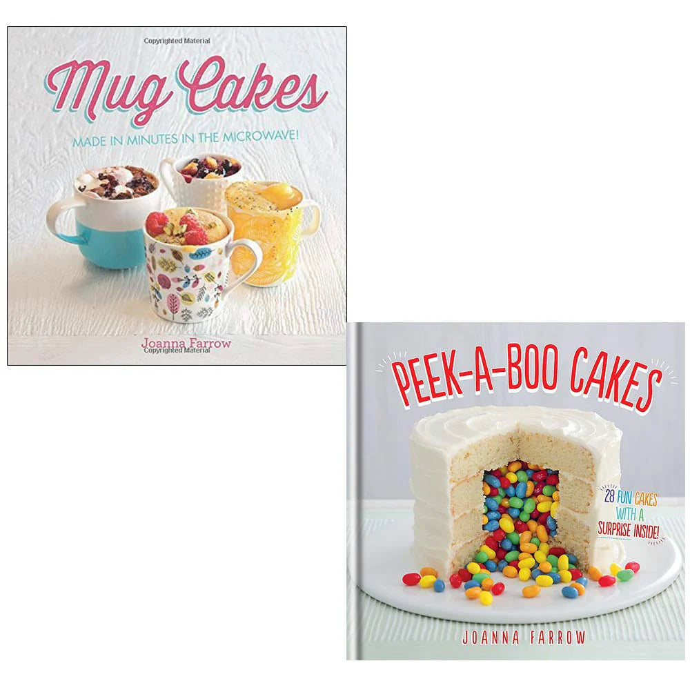 Joanna Farrow 2 Books Collection Set - Mug Cakes and Peek-a-boo Cakes - Hardback Non Fiction Cookery Books