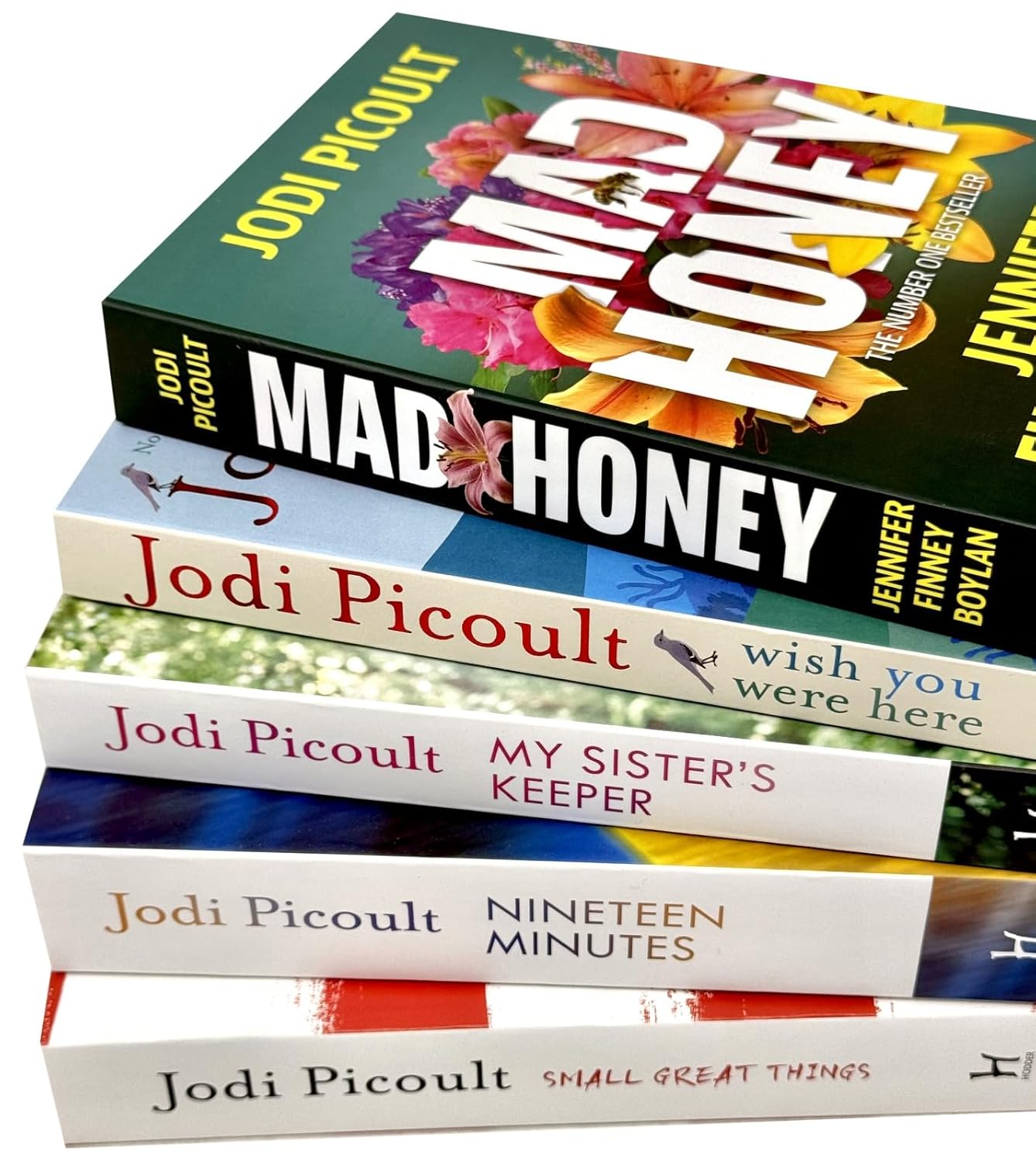 Jodi Picoult 5 Book Set - Small Great Things, Nineteen Minutes, Wish You Were Here - New Paperback Fiction Bundle