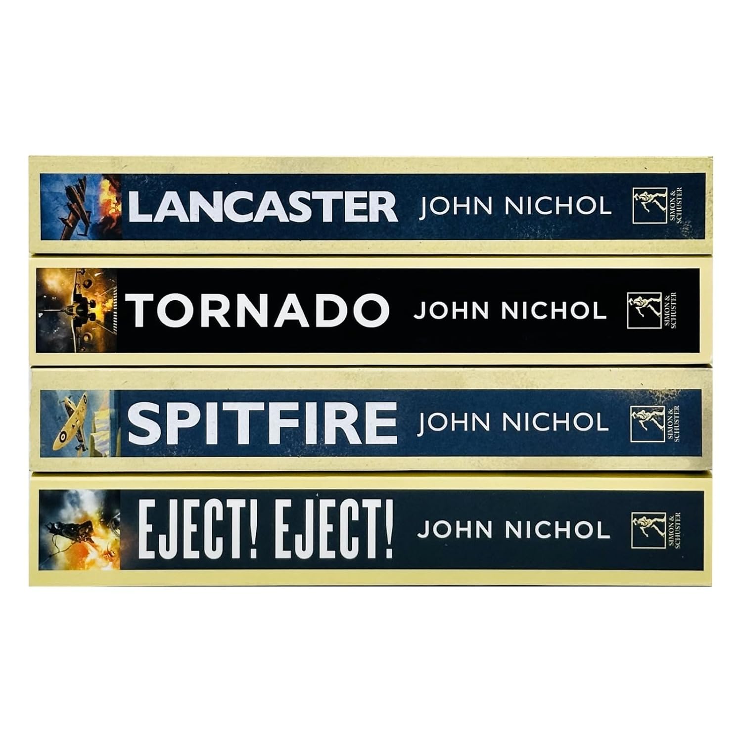 John Nichol Collection paperback book set - Tornado, Eject! Eject!, Lancaster, Spitfire military aviation history