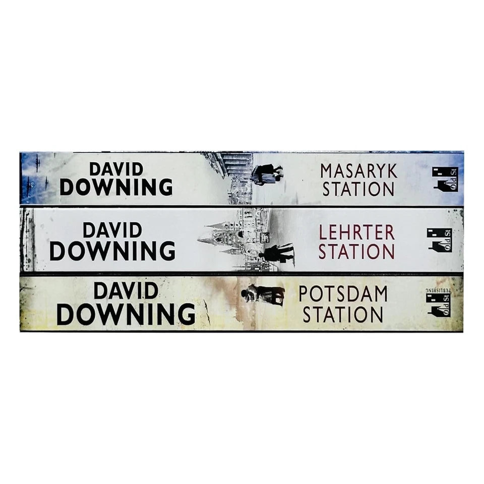 David Downing Station Series 3 book paperback set - Potsdam Station, Lehrter Station, Masaryk Station spread showing covers