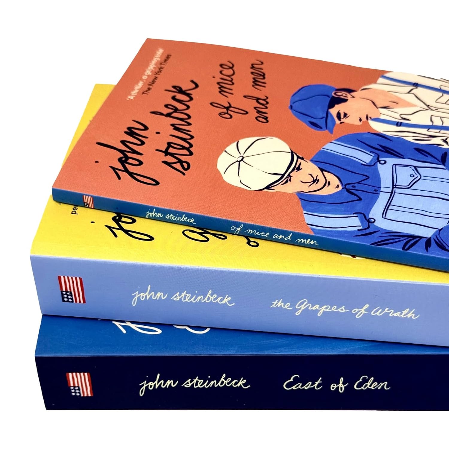 John Steinbeck 3 Books Set - back cover and spine detail, Penguin paperback classic fiction