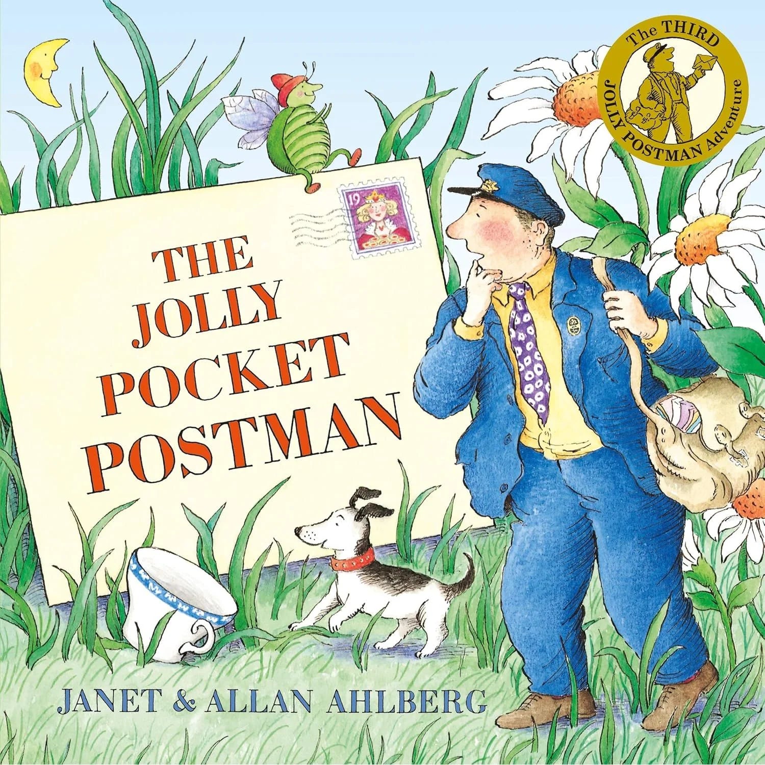 The Jolly Pocket Postman by Allan Ahlberg - hardback interactive picture book front cover, ages 3-7