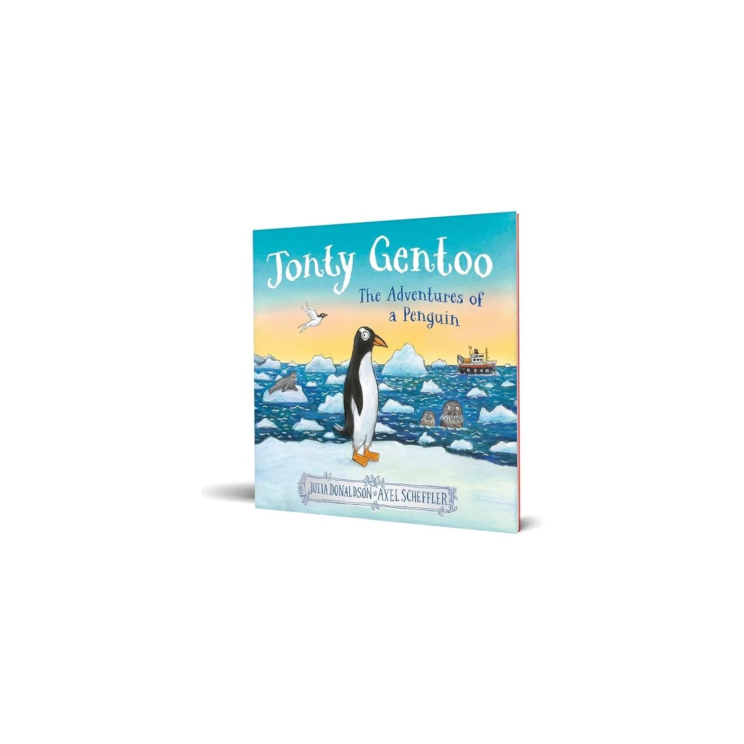 Jonty Gentoo: The Adventures Of A Penguin hardback back cover, Julia Donaldson Axel Scheffler