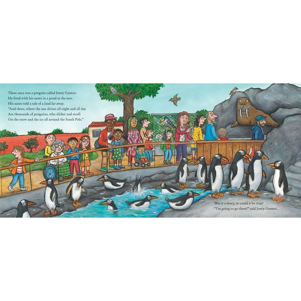 Jonty Gentoo penguin adventure story inside illustration by Axel Scheffler
