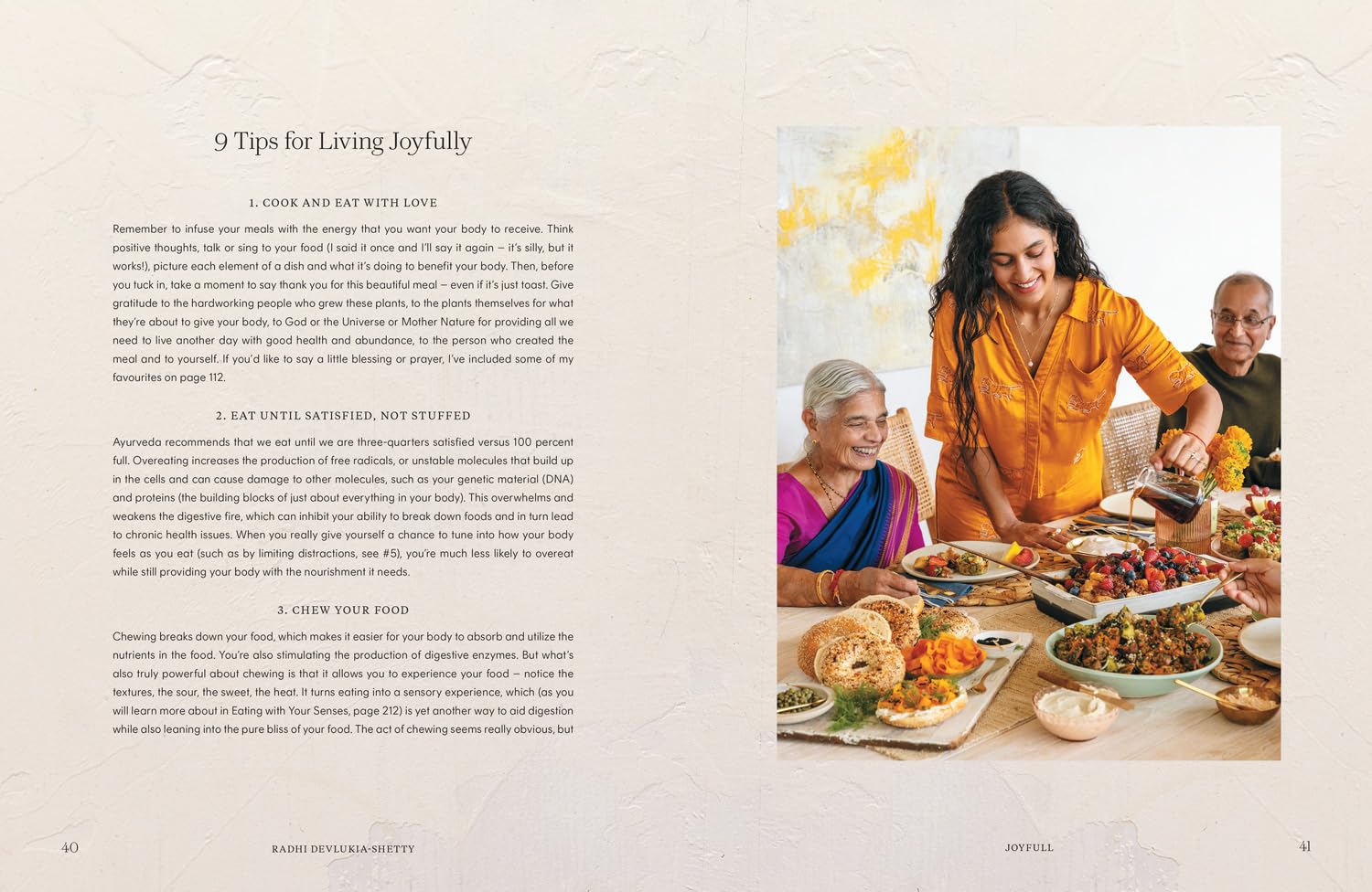 JoyFull by Radhi Devlukia-Shetty hardback cookbook back cover with recipe details