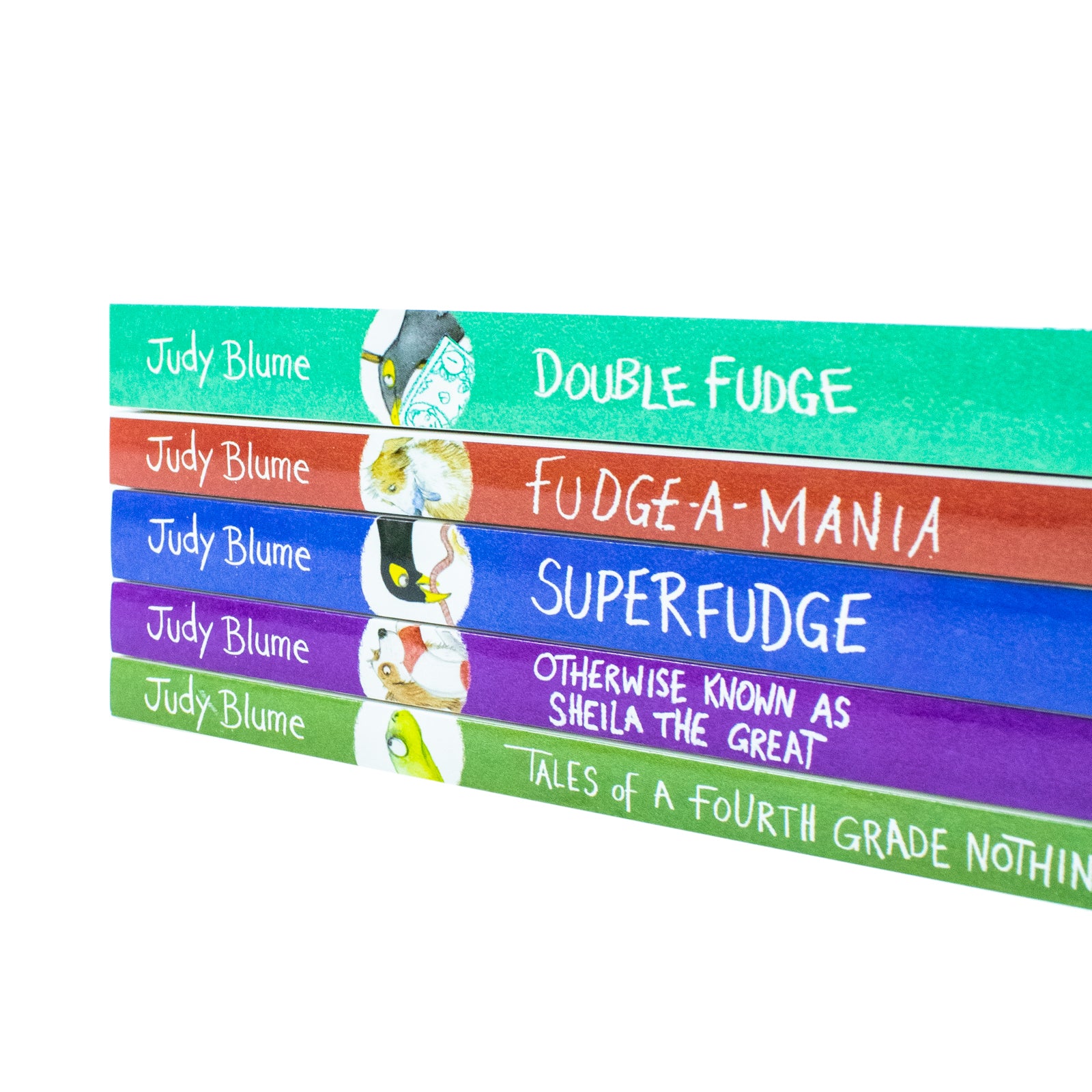 Judy Blume Fudge Series 5 Books Collection Set paperback - Superfudge and Double Fudge covers close up