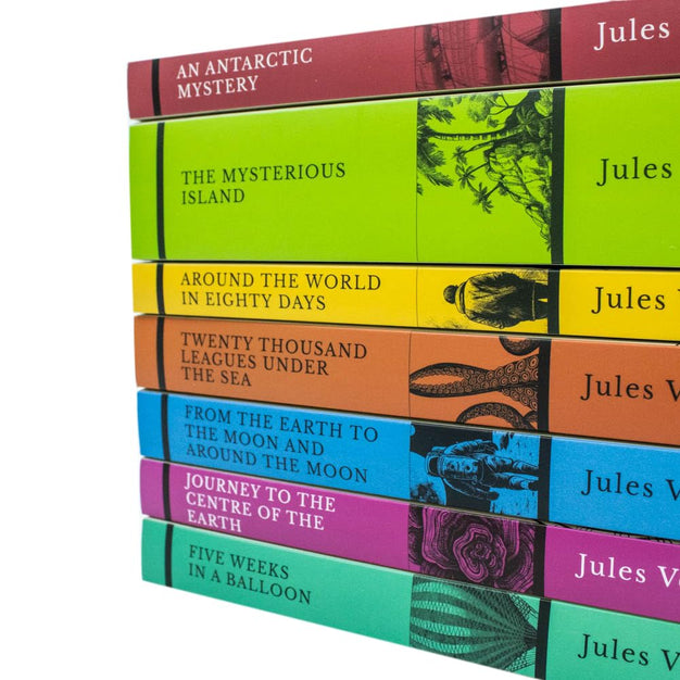 Jules Verne 7 Books Collection Set paperback spines displaying all seven classic titles